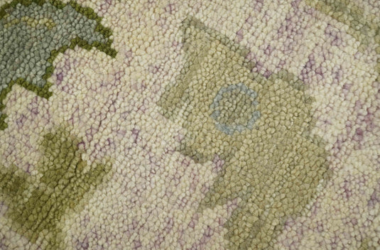 Custom Made Green, Cream, Brown And Beige Floral Oushak Hand Knotted Wool Area Rug
