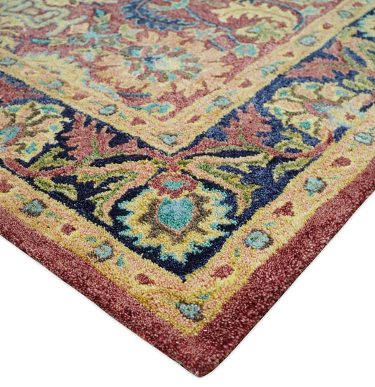 Custom Made Colorful Antique Hand Tufted Wool Area Rug