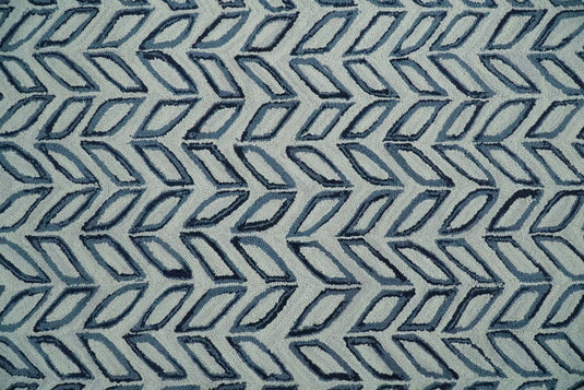 Contemporary Chevron Silver And Blue Hand Tufted 5x8 And 8x10 ft Wool Area Rug