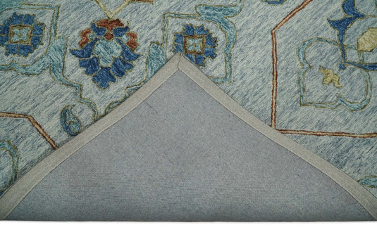 Antique Patterns Silver, Blue And Brown Hand Tufted 5x7.6 ft Ideal for Living, Bedroom And Dining Rooms