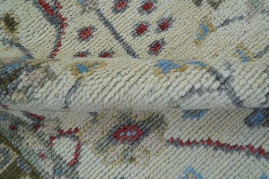 Traditional Design 3X5 ft Hand Knotted Beige And Blue Wool Area Rug