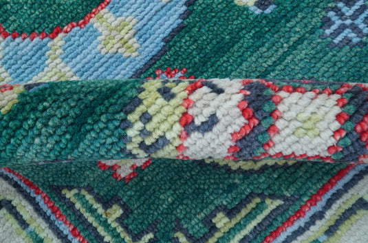Traditional Khotan Design Teal 3x5 ft Hand Knotted Wool Area Rug