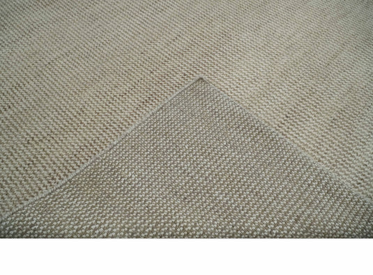 Contemporary Beige And Ivory Hand Knotted 8x10 ft Bedroom, Living Room Rug Wool Area Rug