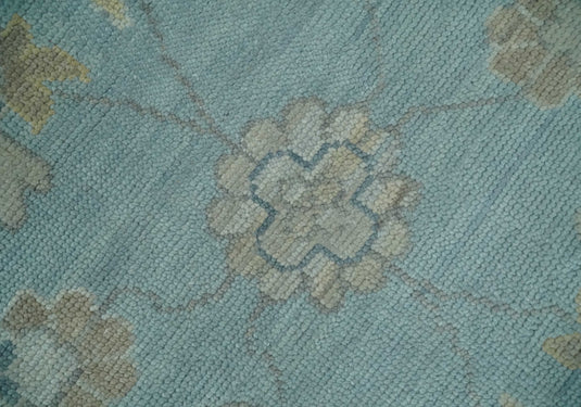 Traditional Floral Hand Knotted Light Blue And Beige 8x10 ft Bedroom, Living Room Rug Wool Area Rug