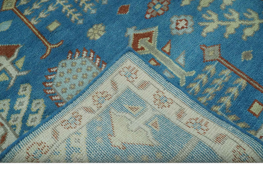 Tree Of Life Traditional Blue, Ivory, Gray and Rust Hand Knotted 8x10 ft wool Area Rug
