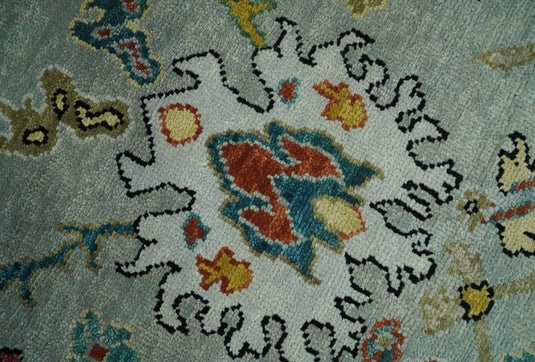 Hand Knotted Oriental Oushak Colorful Rug Silver and Gold 9x12 ft Ideal for Living, Bedroom, and Dining Rooms | CP1335912S