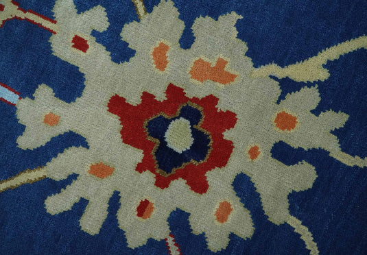 Premium Look Floral Blue and Beige Hand knotted Oriental Colorful Oushak wool Area Rug