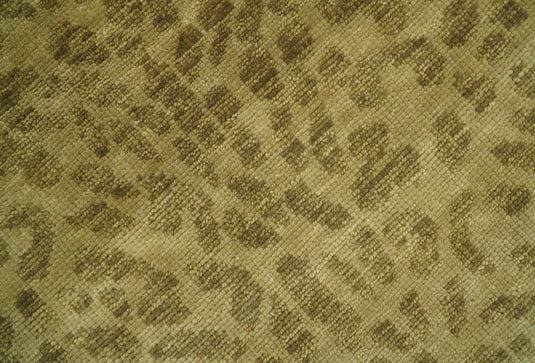 Hand Knotted Olive Green And Khaki Leopard Print Design Wool Rug 8x10 ft Ideal for Living, Bedroom And Dining Rooms | CP2530810