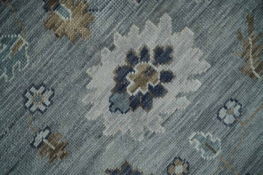 Custom Made Traditional Gray And Brown Hand Knotted Wool Area Rug