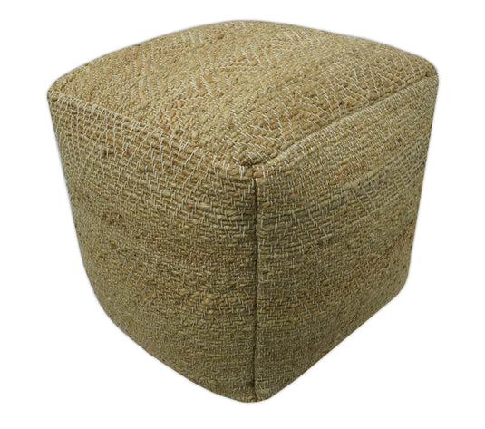 Tribal Beige Jute Footstool, Seat, Foot Rest Living Room, Bedroom