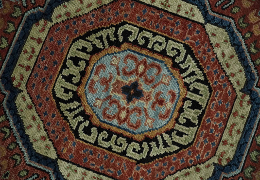 Hand Knotted Medallion Mamluk Rug Rust and Black Multi Size Ideal for Living, Bedroom, and Dining Rooms | CP103