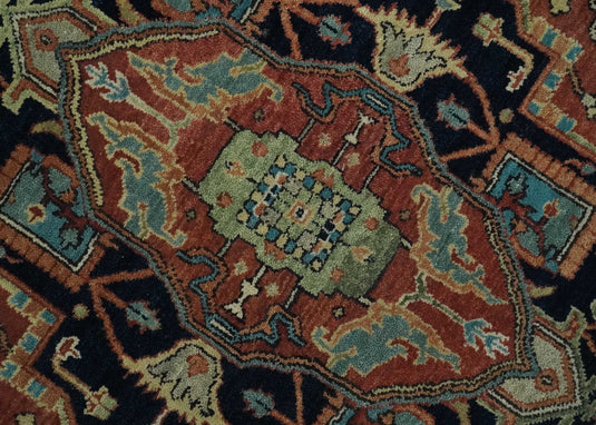 Persian Hand knotted Rust, Charcoal and Ivory 2x3, 3x5 and 4x6 Heriz Serapi  wool Area Rug
