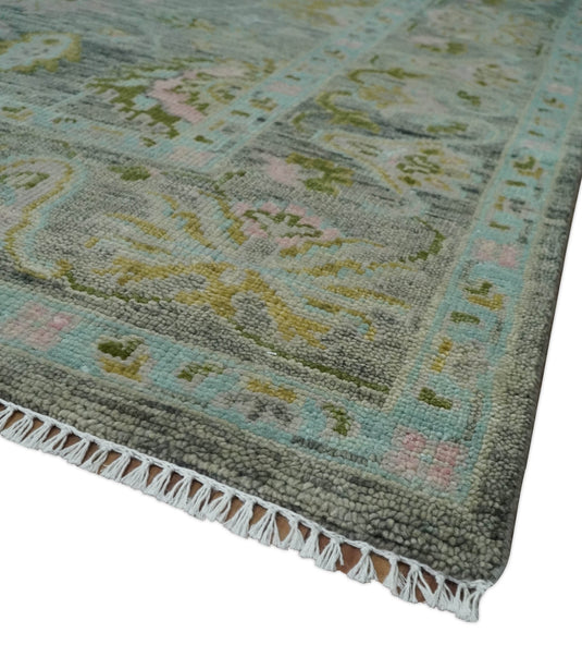 Antique Look Hand Knotted Oriental Oushak Rug Grey and Green Multi Size Ideal for Living, Bedroom, and Dining Rooms | CP1780