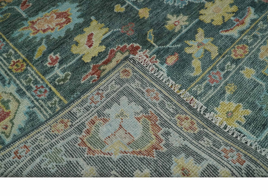 Hand Knotted Oriental Oushak Rug Grey, Beige and Aqua Multi Size Ideal for Living, Bedroom, and Dining Room CP2039