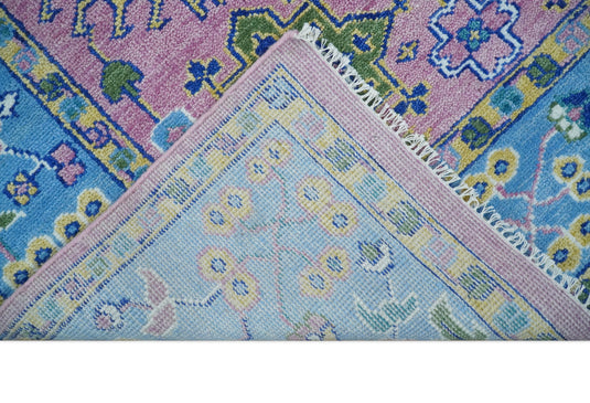 Traditional Antique Vintage Persian Hand Knotted Oushak Rug Purple and Blue 5X8, 6X9, 8X10, 9X12, 10X14 and 12x15  Ideal for Living, Bedroom, and Dining Rooms | CP754S