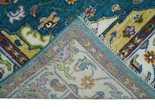 Hand Knotted Medallion Heriz Serapi Rug Teal and Gold Multi Size Ideal for Living, Bedroom, and Dining Rooms | CP699