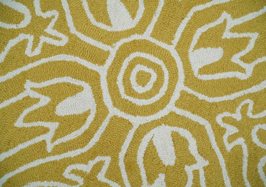 Custom Made Yellow And Ivory Hand Tufted  Wool Area Rug