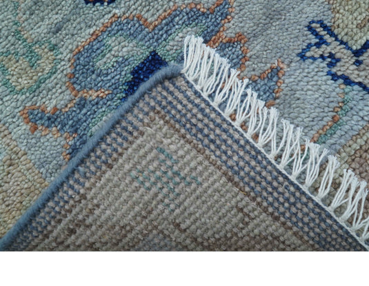Traditional Turkish Design Blue And Beige 8x10 ft Hand Knotted Wool Area Rug
