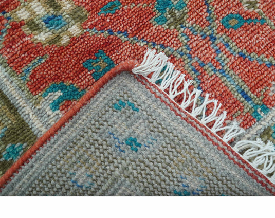 Traditional Oushak Design Red 2.6X8 ft Hand Knotted Wool Area Rug