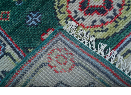 Traditional Khotan Design Teal 3x5 ft Hand Knotted Wool Area Rug
