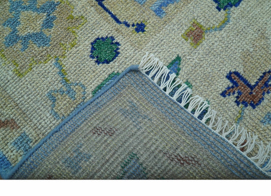 Traditional Turkish Design 8x10 ft Hand Knotted Blue And Ivory Wool Area Rug