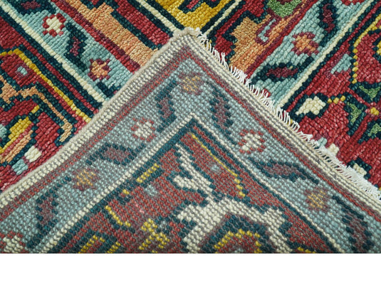 Custom Made Traditional Heriz Design Rust And Ivory Hand Knotted Wool Area Rug