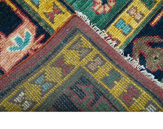Traditional Heriz Design Red And Green 10x14 Hand Knotted Wool Ideal for Living, Bedroom And Dining Rooms