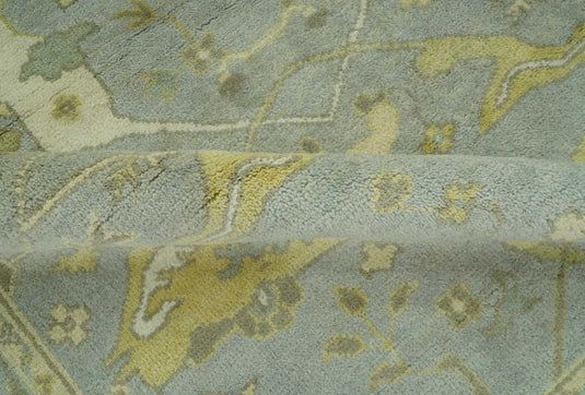 Custom Made Hand Knotted Ivory, Beige And Gray Oriental Oushak Wool Area Rug