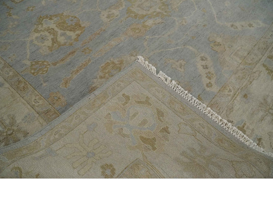 Hand Knotted Traditional Oushak Silver, Gray, Beige and Ivory 9x12 ft Bedroom, Living Room Rug ,wool Area Rug