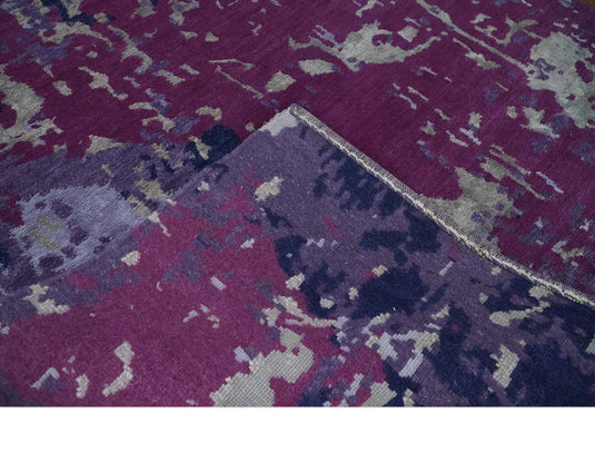 Abstract pattern Hand Knotted Purple, Dark Blue and Violet Color 4x6 ft Bedroom, Living Room Rug Wool and Viscose Area Rug