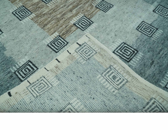 Custom Made Gray, Charcoal And Silver Geometrical Handloomed Wool Area Rug