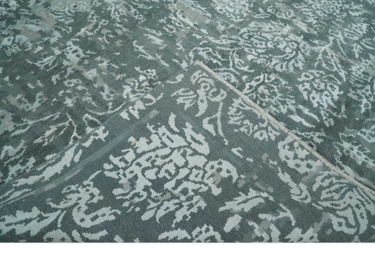 Abstract Floral pattern Hand Knotted Charcoal, Gray and white Color 6x9 ft Bedroom, Living Room Rug Wool and Art Silk Area Rug