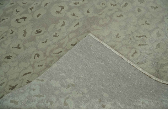 Abstract Hand knotted Gray and Olive 5x8 ft Bedroom, Living Room Rug Wool and Art Silk Area Rug