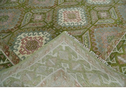 Traditional Oriental Hand Knotted Green and Ivory 9x12 ft Ideal for Living, Bedroom, and Dining Rooms | CP2011912S