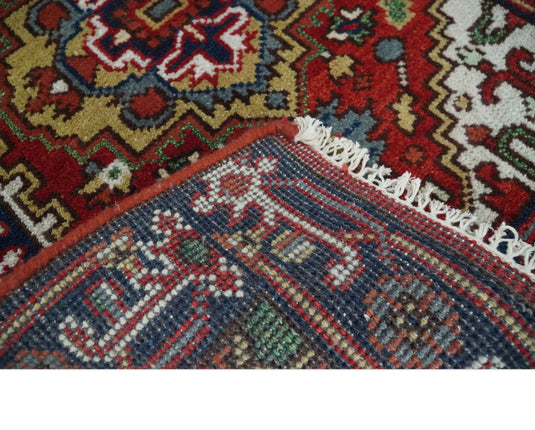 Hand Knotted Heriz Serapi Rug Rust , Ivory and Blue 2.6x12 ft Ideal for Living, Bedroom, and Dining Rooms | CP19152612