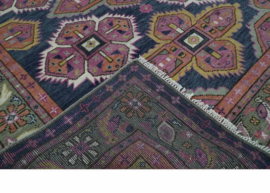 Hand knotted Grey and Pink Multi Size Traditional Heriz Serapi wool area rug | CP1801