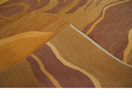 Traditional Handloom Brown , Rust and Olive 5x8 ft Bedroom, Living Room Rug , Wool  Area Rug AAOC558