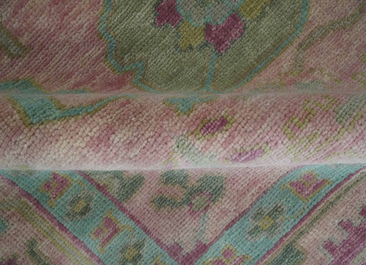 Hand Knotted Vibrant Oriental Oushak Rug Pink and Aqua Multi Size Ideal for Living, Bedroom, and Dining Rooms | CP1711