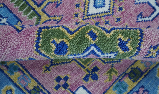 Traditional Antique Vintage Persian Hand Knotted Oushak Rug Purple and Blue 5X8, 6X9, 8X10, 9X12, 10X14 and 12x15  Ideal for Living, Bedroom, and Dining Rooms | CP754S
