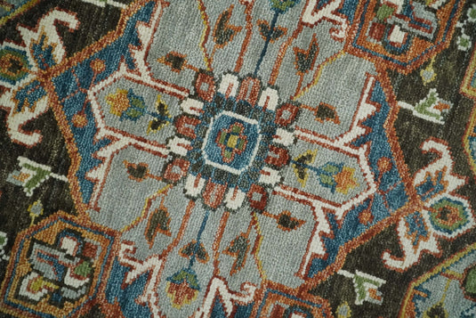 Antique Vintage Persian Brown and Blue Rug, Living Room and Bedroom Rug, 5x8, 6x9, 8x10, 9x12,10x14 and 12x15 Wool Rug, Khotan Samarkand Rug | CP205S