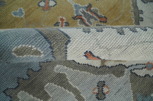 Turkish Oushak Gray, Beige, Blue And Ivory Hand Knotted 8x10 ft Bedroom, Living Room Rug Wool Area Rug