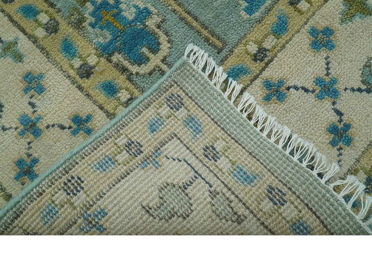 Turkish Wool Oushak Rug, Blue and Ivory Hand Knotted 6x9, 8x10, 9x12 and 10x14 Antique Vintage Style Rug, Bedroom, Living Room Rug