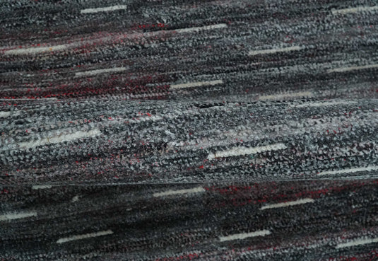 Modern Abstract Rust, Gray, Ivory And Charcoal Handwoven 5x8 ft Bedroom, Living Room Rug Pet Yarn Area Rug