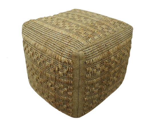 Modern Beige Jute Ottoman Footstool, Seat, Foot Rest Living Room, Bedroom