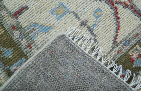 Traditional Design 3X5 ft Hand Knotted Beige And Blue Wool Area Rug