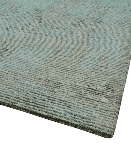 Modern Abstract Charcoal And Gray Hand Knotted 8x10 ft Bedroom, Living Room Rug Wool Area Rug- (FC)