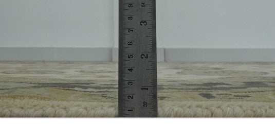 Custom Made Hand Knotted Oushak Ivory, Beige, Gray And Charcoal Wool Area Rug