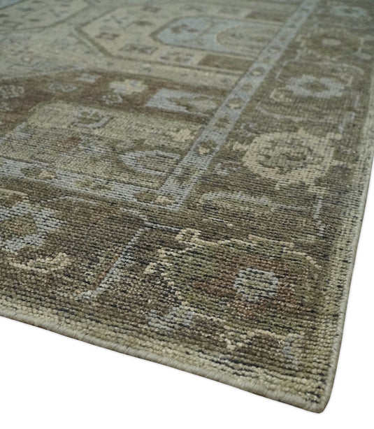 Traditional Antique Beige And Brown Hand Knotted 8x10 ft Bedroom, Living Room Rug Wool Area Rug