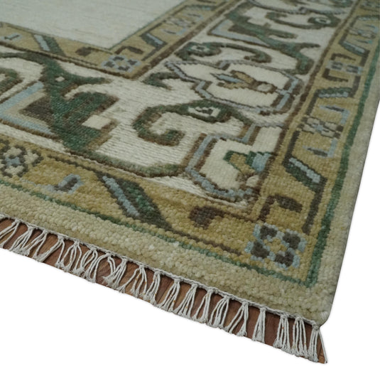 Traditional Persian Oushak Hand Knotted Beige,Charcoal and Gold Multi Size Ideal for Living, Bedroom, and Dining Room