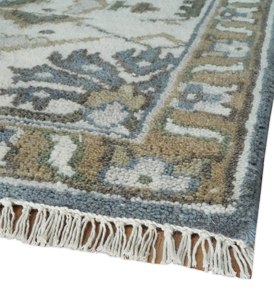 Traditional Oriental Oushak Hand Knotted Charcoal, Ivory and Olive 8x10 ft Ideal for Living, Bedroom, and Dining Rooms | CP2000810S